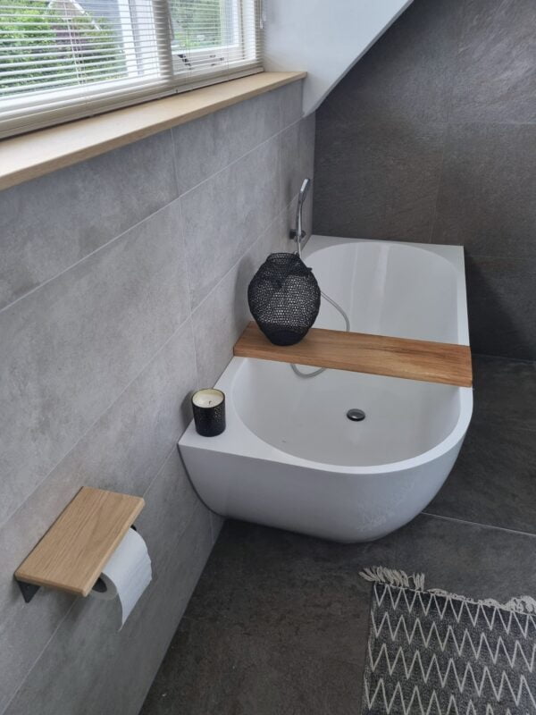 De Slimme Toiletrolhouder Mat Blank - Licht Eiken - Afbeelding 4