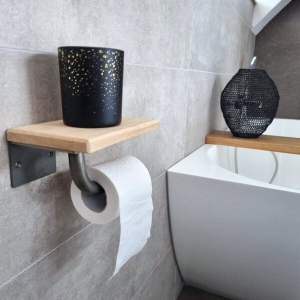 De Slimme Toiletrolhouder Mat Blank - Licht Eiken