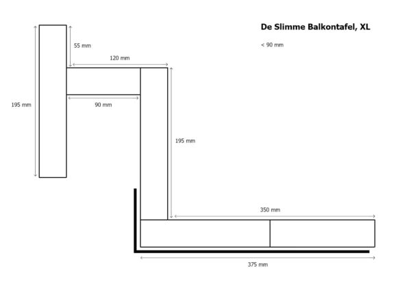 De Slimme Balkontafel XL niet opklapbaar, lengte 99 cm - Afbeelding 7