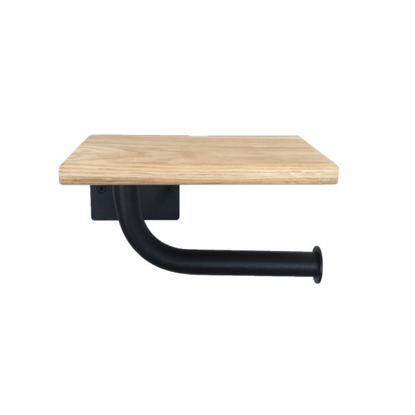 De Slimme Toiletrolhouder Mat Zwart - Licht Eiken (set) - Afbeelding 6